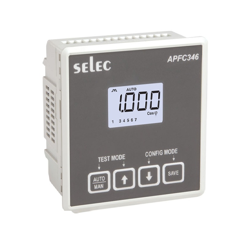 Bộ điều khiển tụ bù 3 pha hiển thị LCD 8 cấp Selec, APFC346 (96x96mm) Selec
