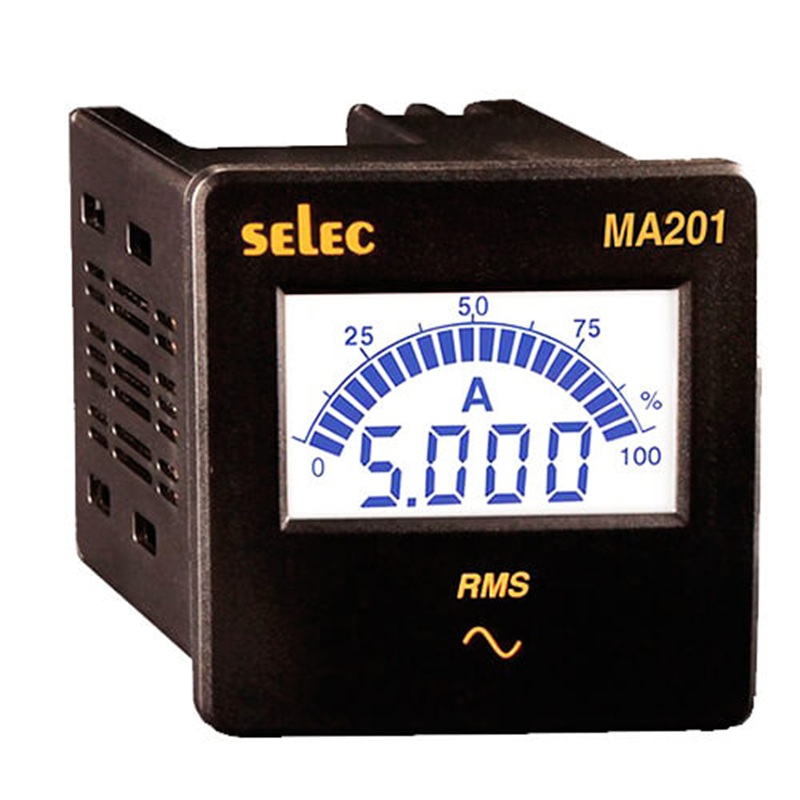 Đồng hồ tủ điện dạng số hiển thị dạng LCD, MA201 (72x72) Selec